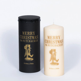 MERRY CHRISTMAS - Tattooed pillar candle - Gold - 4 units minimum