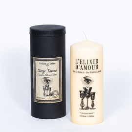 ELIXIR OF LOVE - Tattoed pillar candle Ivory