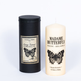 MADAMA BUTTERFLY - Tattooed pillar candle - Ivory