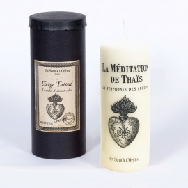 MEDITATION DE THAIS - Tattooed pillar candle - Ivory - 4 units minimum