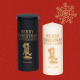 MERRY CHRISTMAS - Tattooed pillar candle - Gold - 4 units minimum