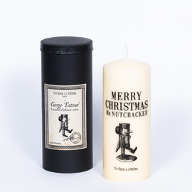 THE NUTCRACKER - MERRY XMAS - Tattooed pillar candle Ivory